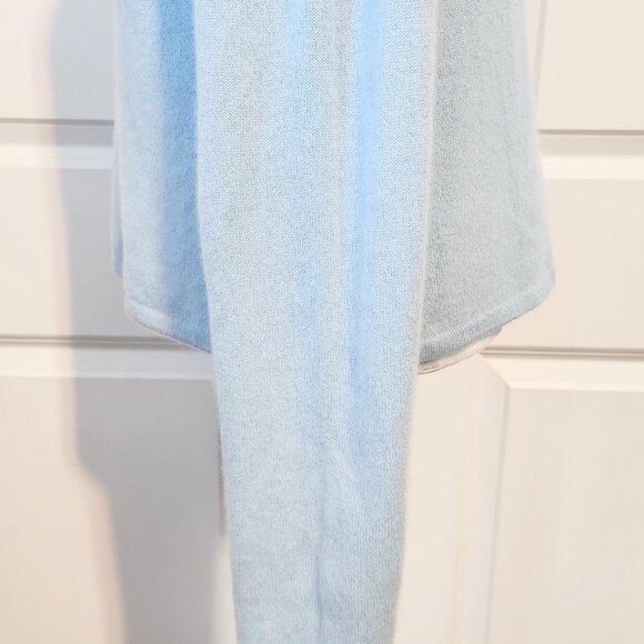 Women's Ruched Long Sleeve Context Cashmere Blend Light Blue Sweater Size XL - Picture 7 of 13